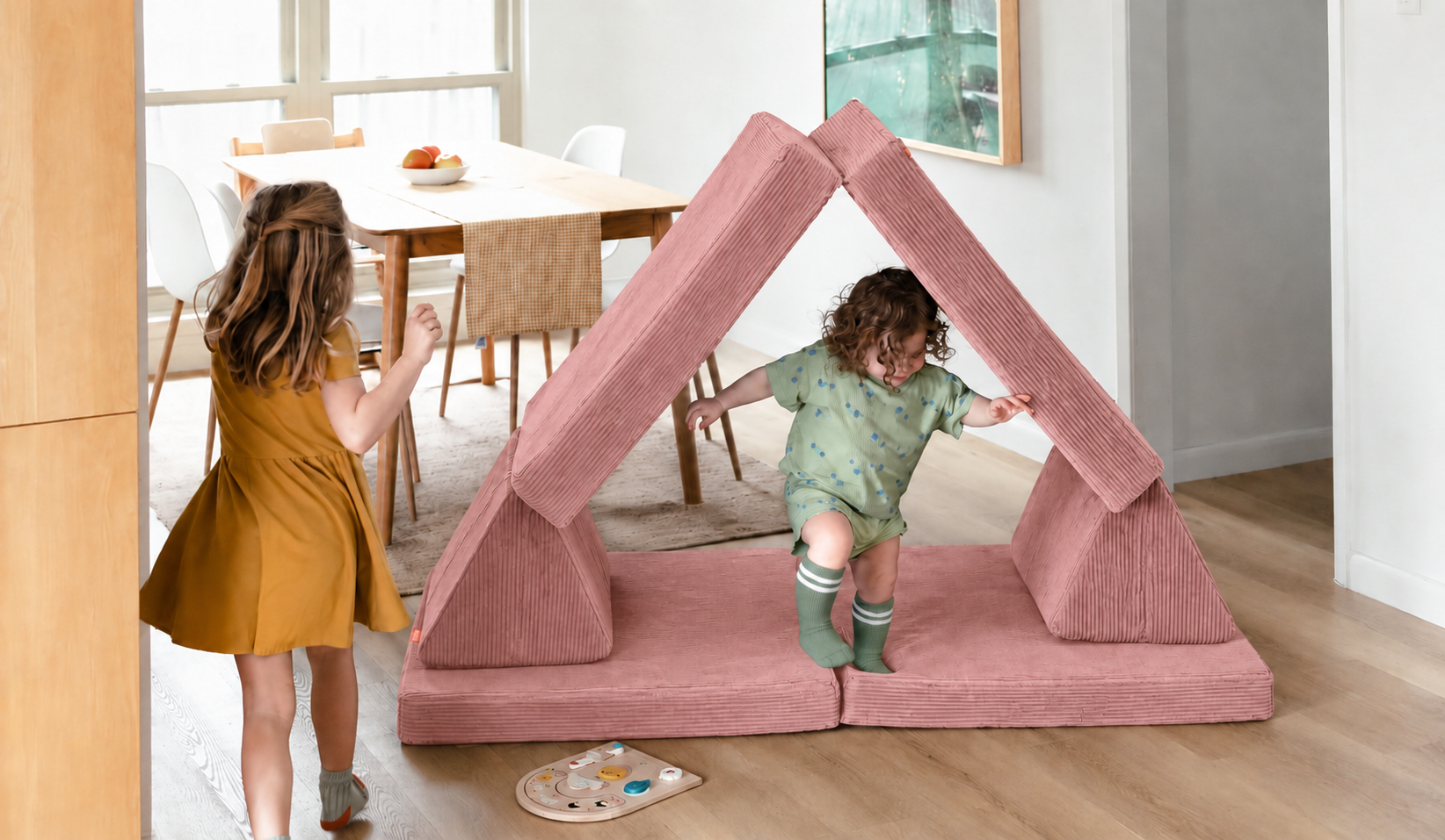 Funbed Sofa Çocuk Oyun Koltuğu, Modüler Katlanır Yatak ve Oyun Minderi Seti, Süngerli Güvenli Çocuk Kanepe