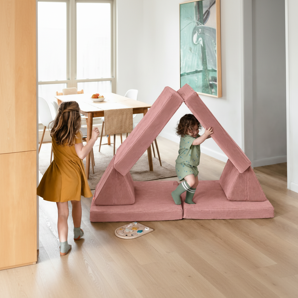Funbed® Pembe Sofa | Modüler Çocuk Koltuğu ve Oyun Minderi Seti
