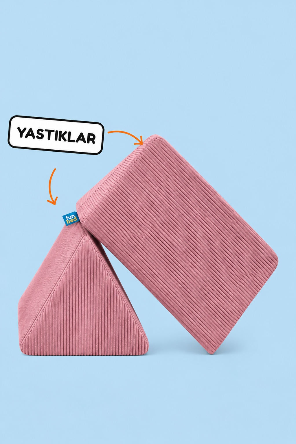 Funbed Sofa Çocuk Oyun Koltuğu, Modüler Katlanır Yatak ve Oyun Minderi Seti, Süngerli Güvenli Çocuk Kanepe