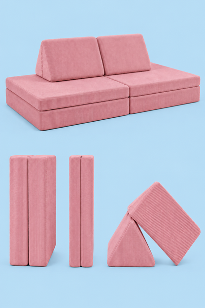 Funbed Sofa Çocuk Oyun Koltuğu, Modüler Katlanır Yatak ve Oyun Minderi Seti, Süngerli Güvenli Çocuk Kanepe