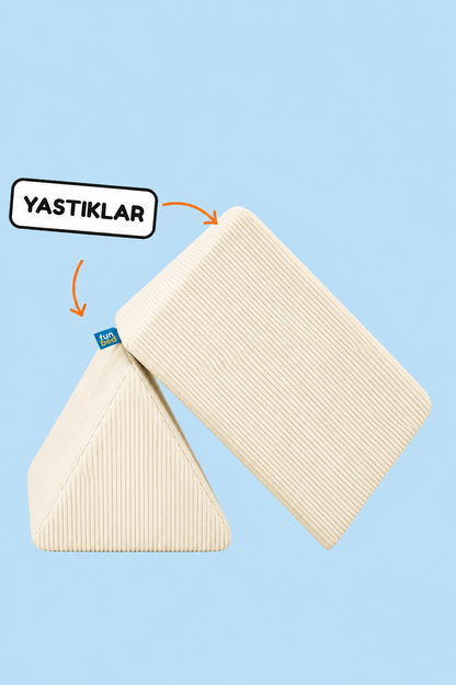 Funbed Sofa Çocuk Oyun Koltuğu, Modüler Katlanır Yatak ve Oyun Minderi Seti, Süngerli Güvenli Çocuk Kanepe