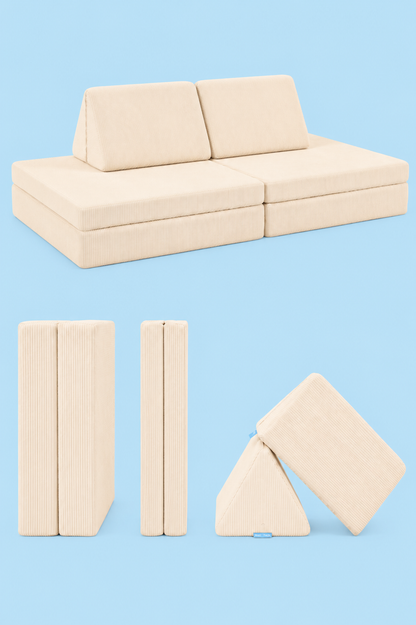 Funbed Sofa Çocuk Oyun Koltuğu, Modüler Katlanır Yatak ve Oyun Minderi Seti, Süngerli Güvenli Çocuk Kanepe