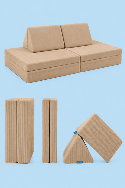 Funbed Sofa Çocuk Oyun Koltuğu, Modüler Katlanır Yatak ve Oyun Minderi Seti, Süngerli Güvenli Çocuk Kanepe
